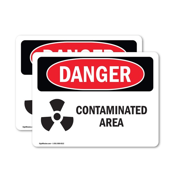 Signmission Contaminated Area Danger Sign, Vinyl Decal, 10in W x 7in L, 2PK OS-2PACK-DS-D-710-L-1834 - main
